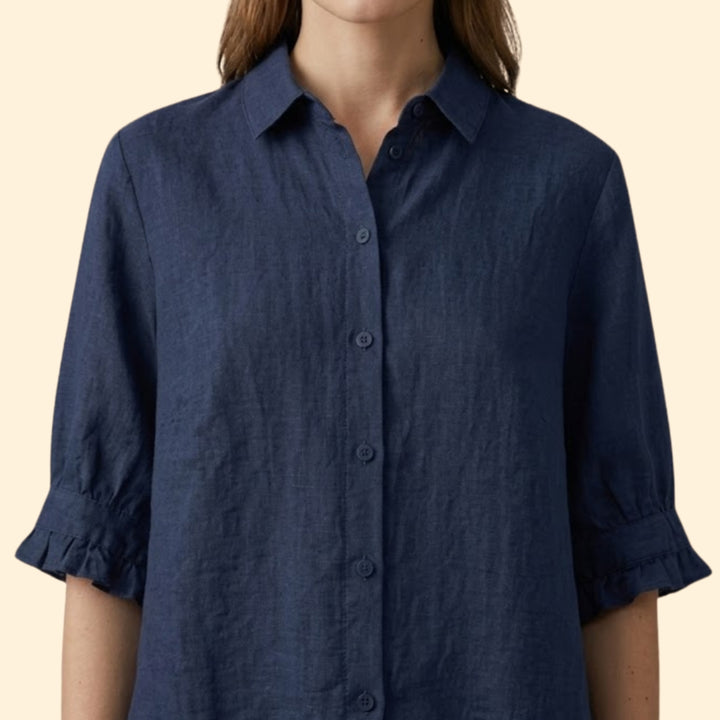 Women’s Short Sleeve Shirt with Pleated Cuffs