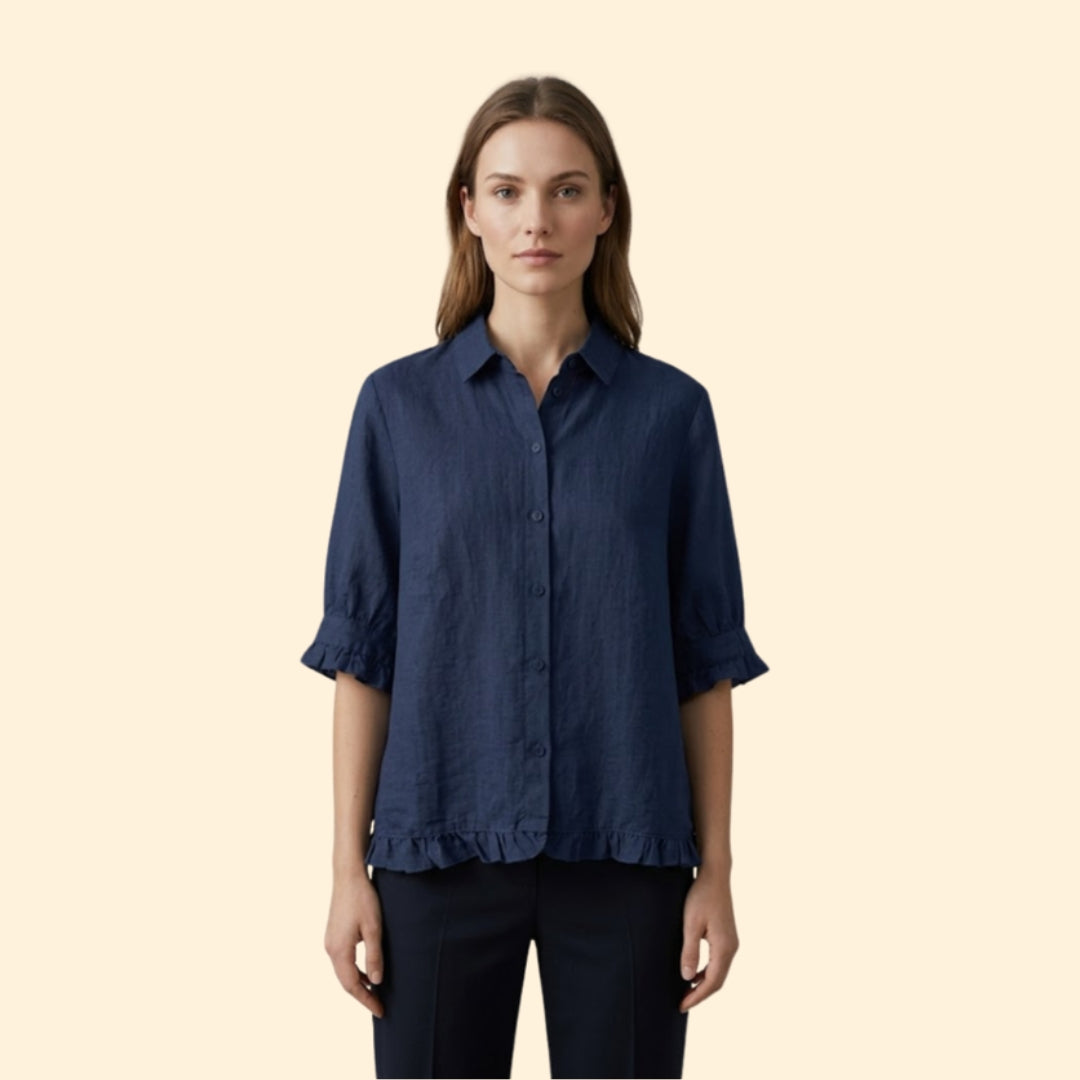 Women’s Short Sleeve Shirt with Pleated Cuffs