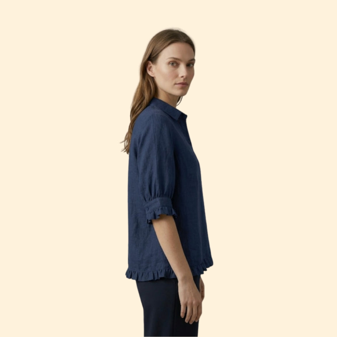 Women’s Short Sleeve Shirt with Pleated Cuffs