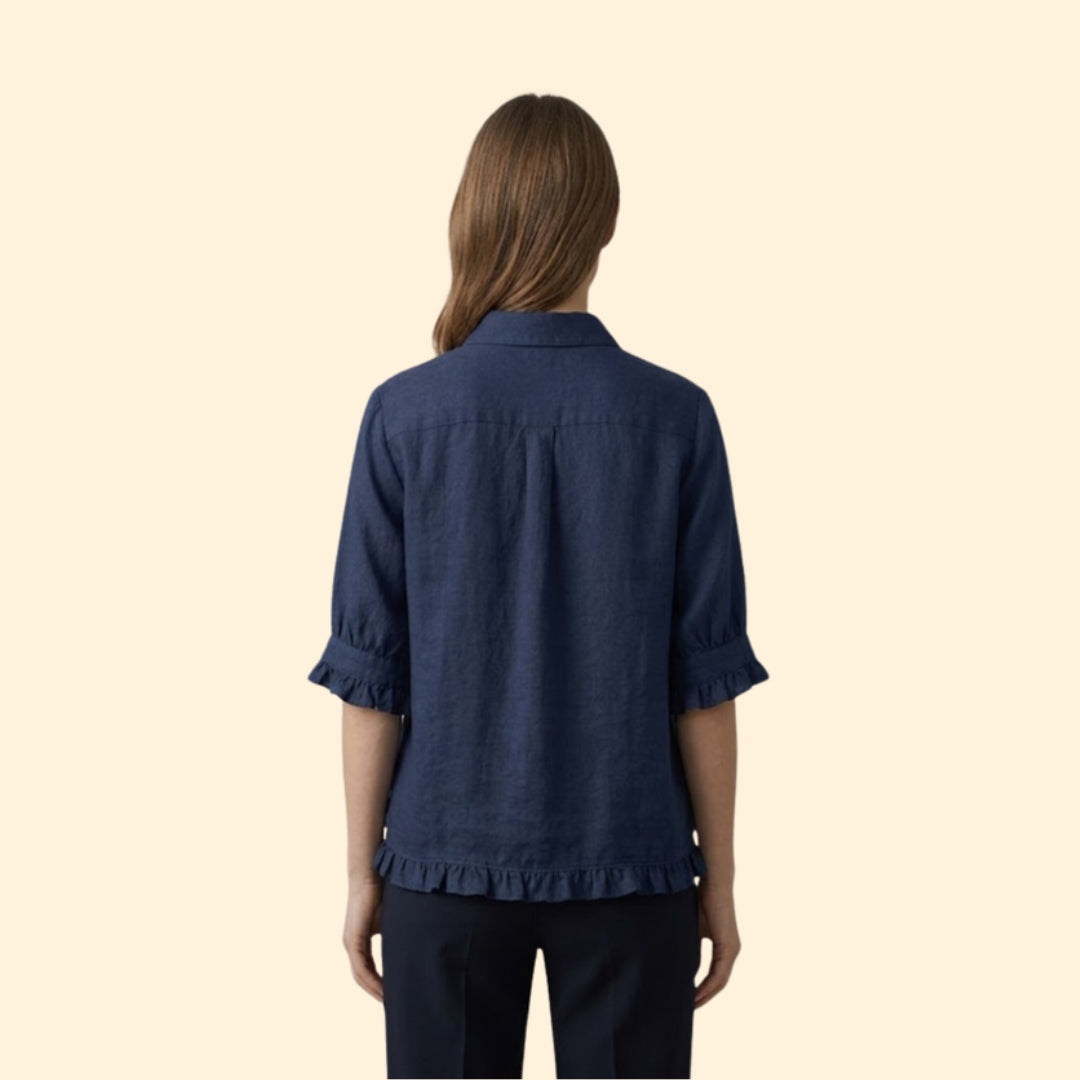 Women’s Short Sleeve Shirt with Pleated Cuffs