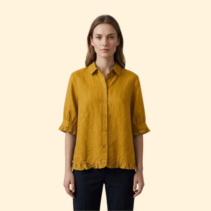 Women’s Short Sleeve Shirt with Pleated Cuffs