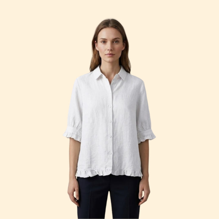 Women’s Short Sleeve Shirt with Pleated Cuffs