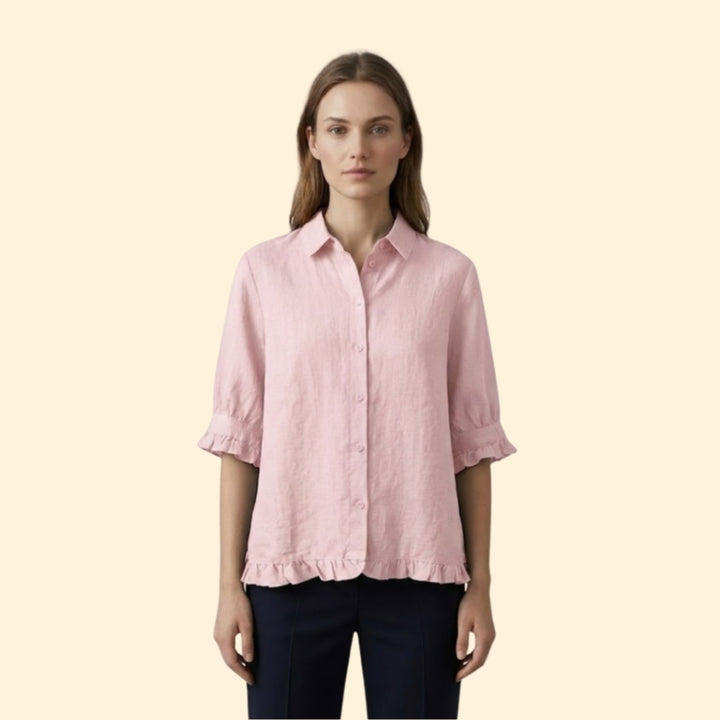 Women’s Short Sleeve Shirt with Pleated Cuffs