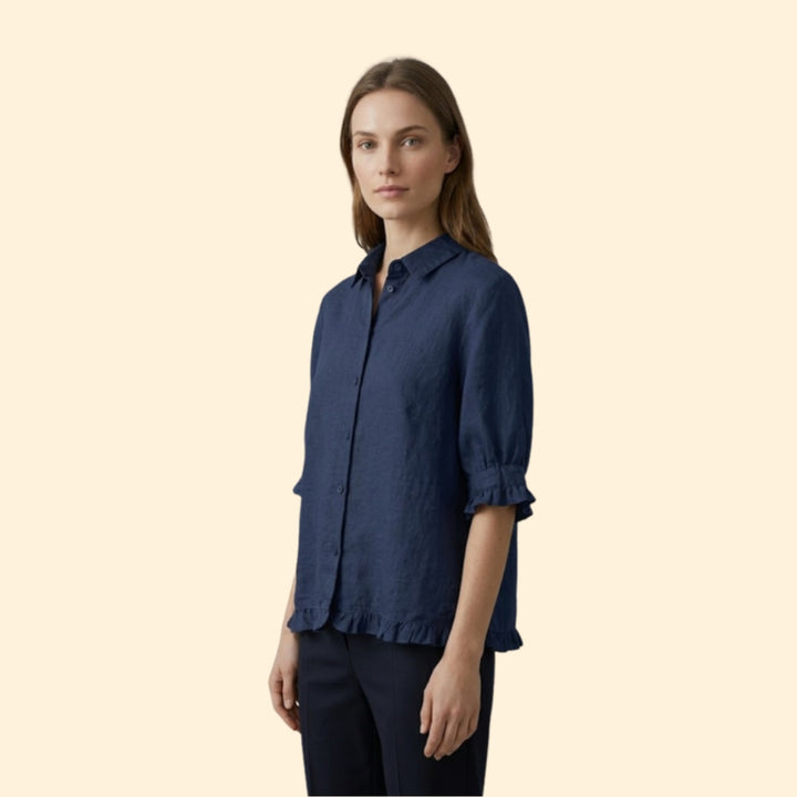 Women’s Short Sleeve Shirt with Pleated Cuffs