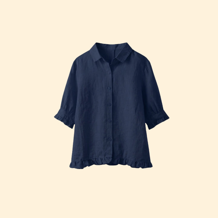 Women’s Short Sleeve Shirt with Pleated Cuffs