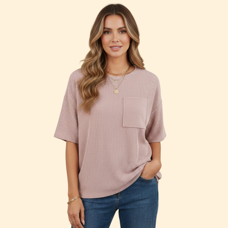 Women’s Short Sleeve Striped T-Shirt with Pocket
