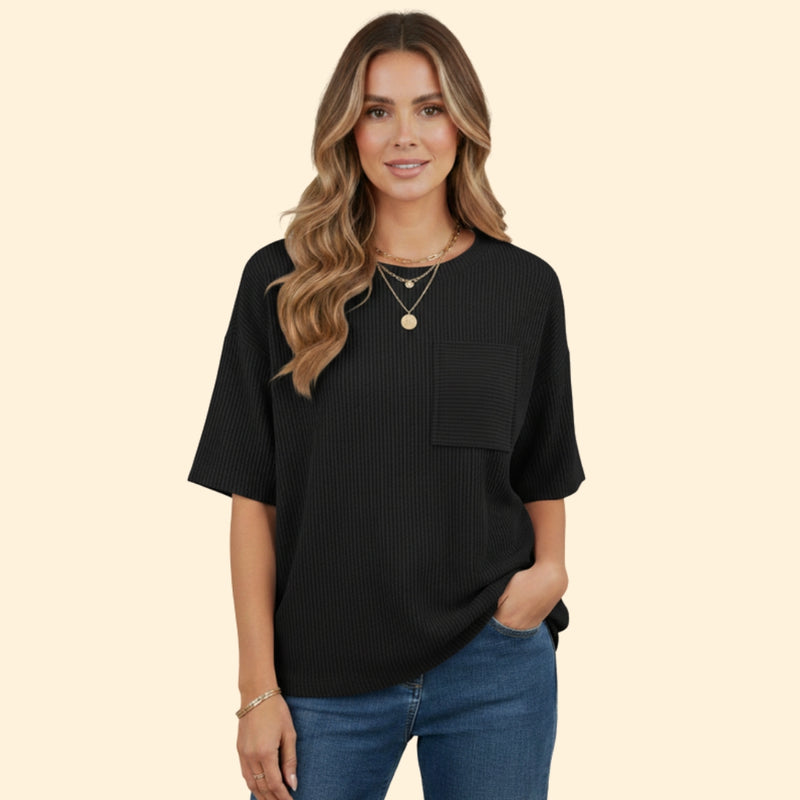 Women’s Short Sleeve Striped T-Shirt with Pocket