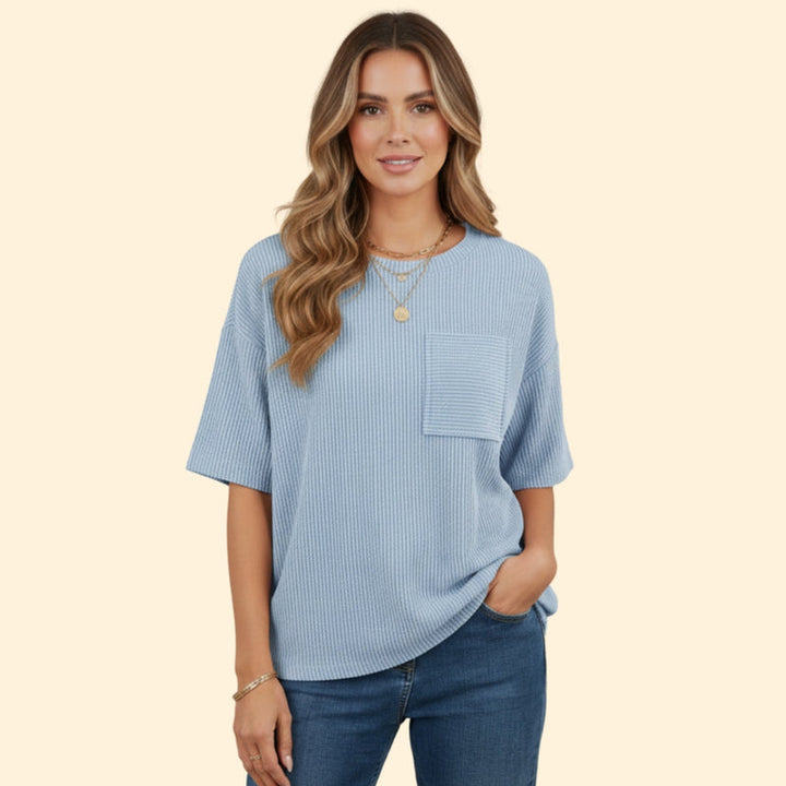 Women’s Short Sleeve Striped T-Shirt with Pocket