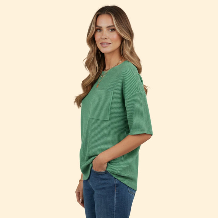 Women’s Short Sleeve Striped T-Shirt with Pocket