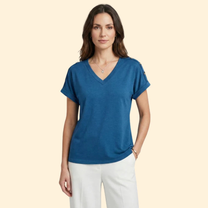Women’s Short Sleeve T-Shirt with Button Closure
