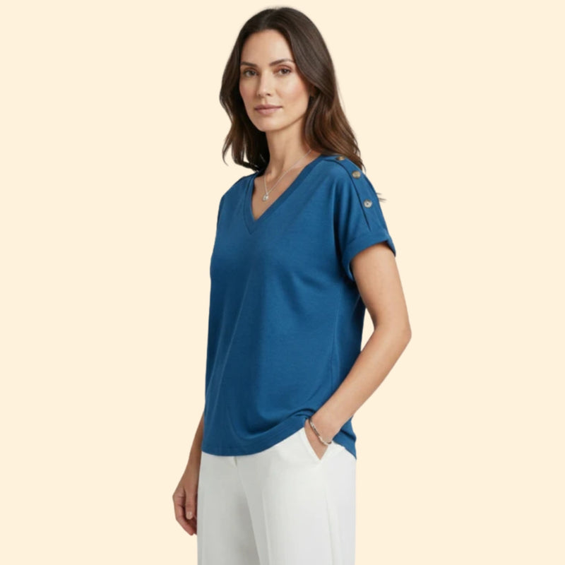 Women’s Short Sleeve T-Shirt with Button Closure