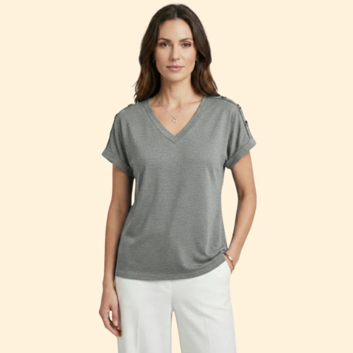 Women’s Short Sleeve T-Shirt with Button Closure