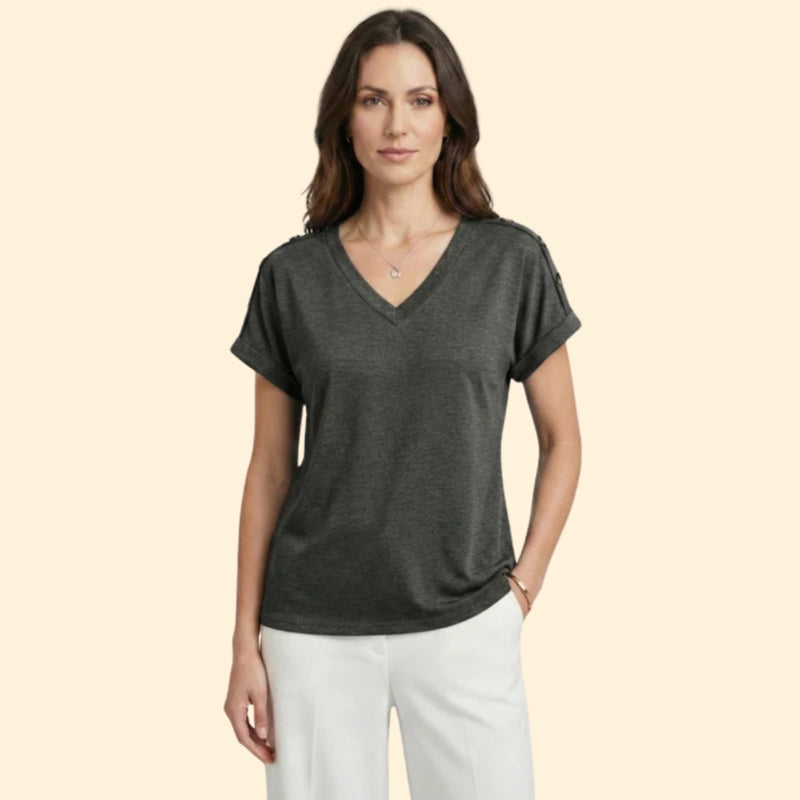 Women’s Short Sleeve T-Shirt with Button Closure