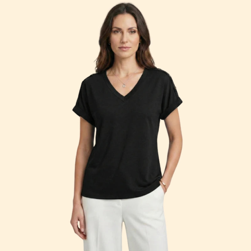 Women’s Short Sleeve T-Shirt with Button Closure