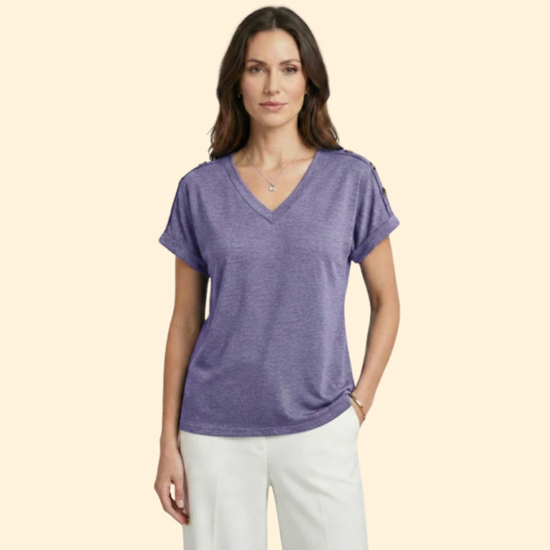 Women’s Short Sleeve T-Shirt with Button Closure