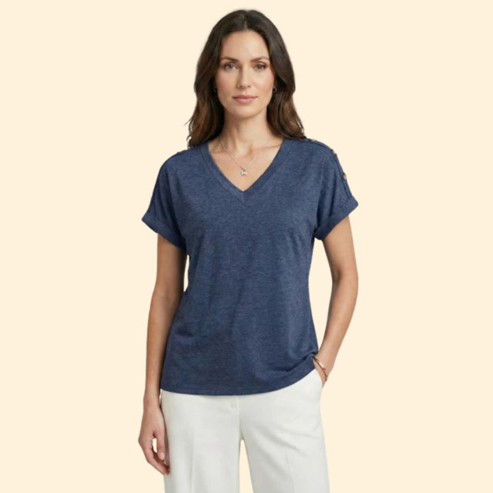 Women’s Short Sleeve T-Shirt with Button Closure