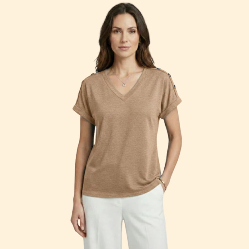 Women’s Short Sleeve T-Shirt with Button Closure