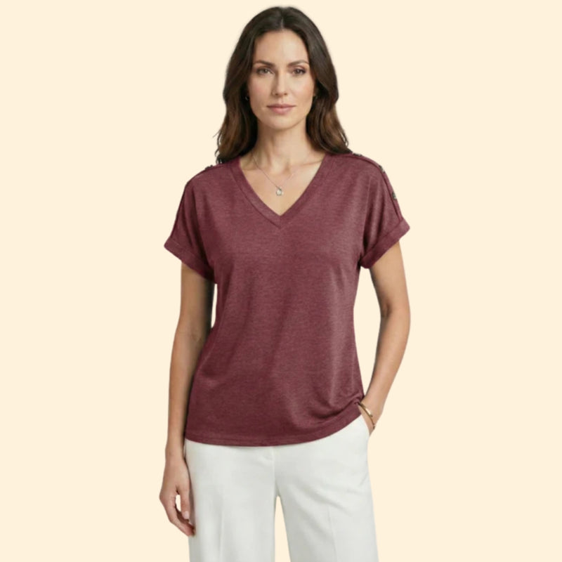 Women’s Short Sleeve T-Shirt with Button Closure