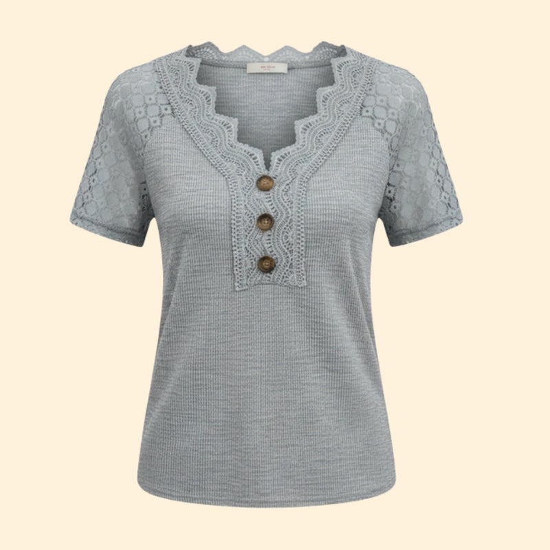 Women’s Short Sleeve T-Shirt with Lace Shoulders