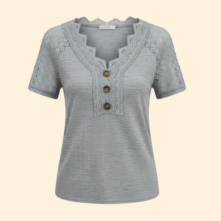 Women’s Short Sleeve T-Shirt with Lace Shoulders