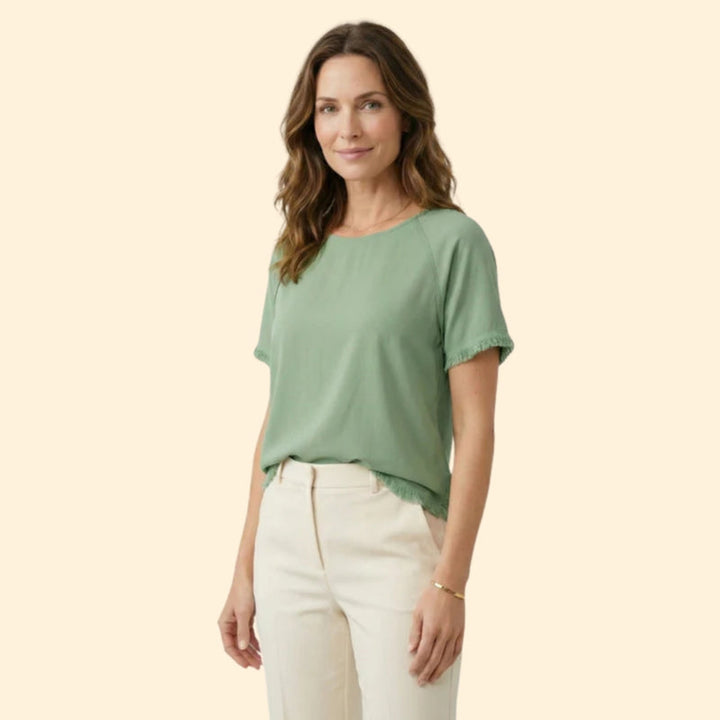 Women’s Short Sleeve Tee with Raw Edges