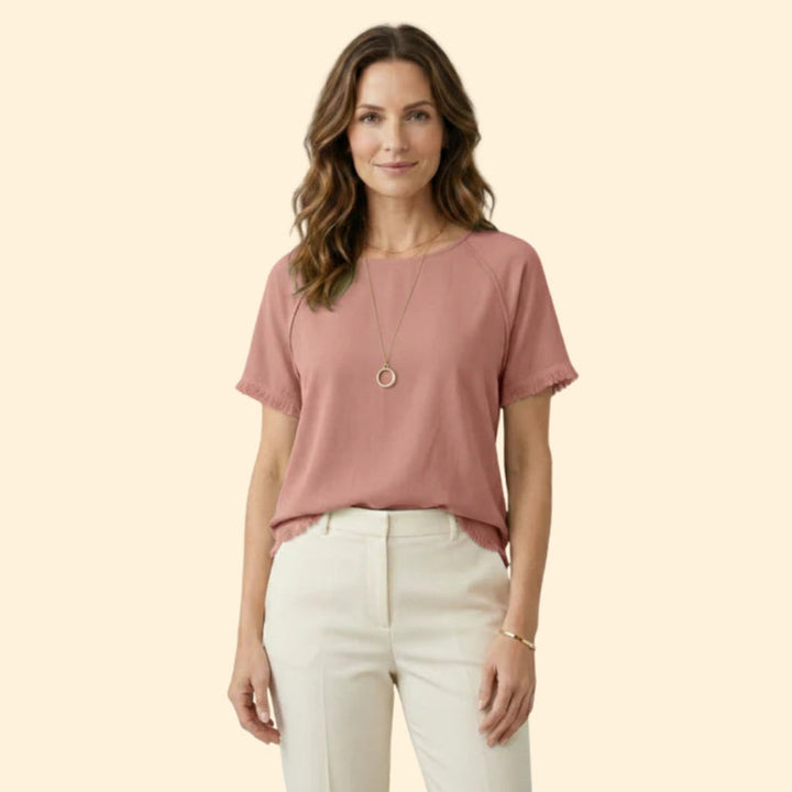 Women’s Short Sleeve Tee with Raw Edges
