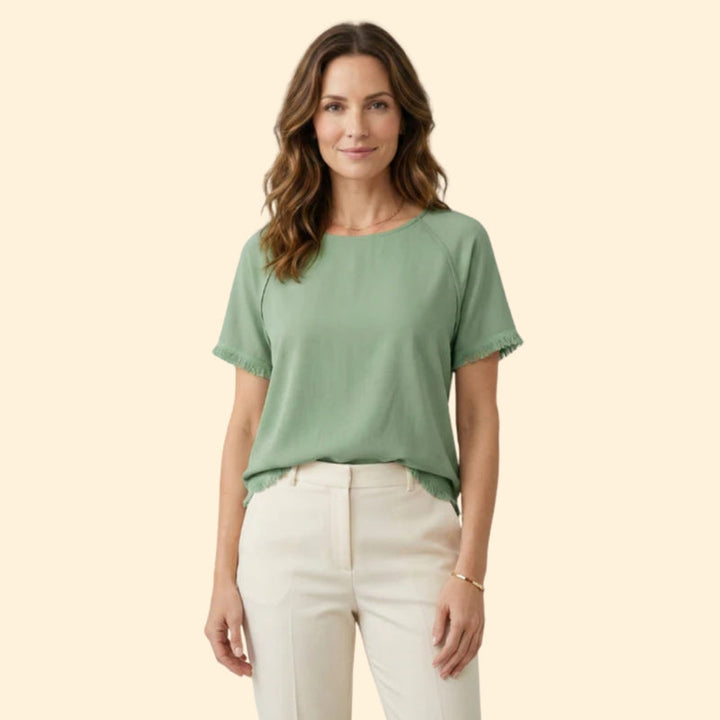 Women’s Short Sleeve Tee with Raw Edges