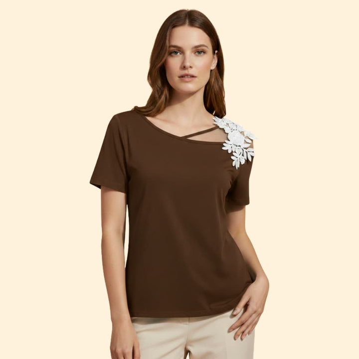 Women’s Short Sleeve Top with Embroidered Design