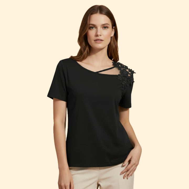 Women’s Short Sleeve Top with Embroidered Design