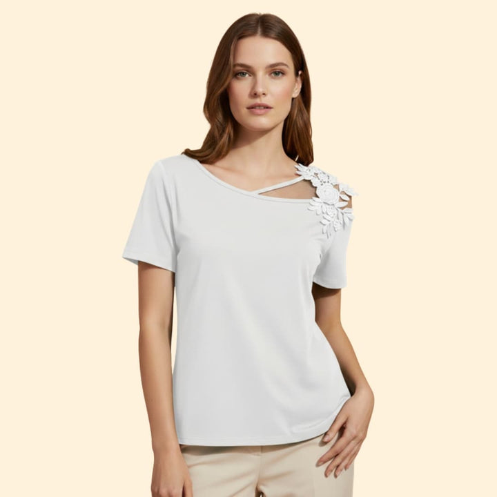 Women’s Short Sleeve Top with Embroidered Design