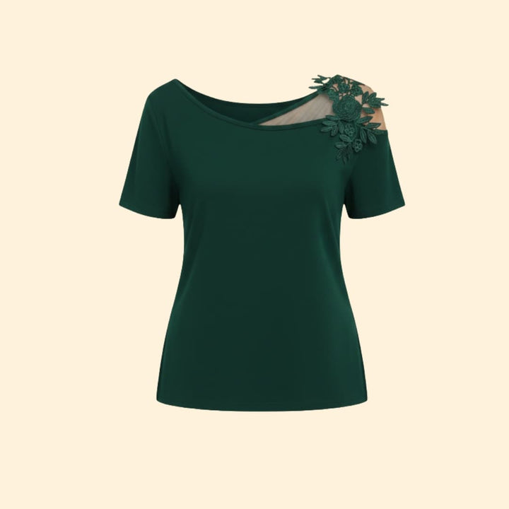 Women’s Short Sleeve Top with Embroidered Design