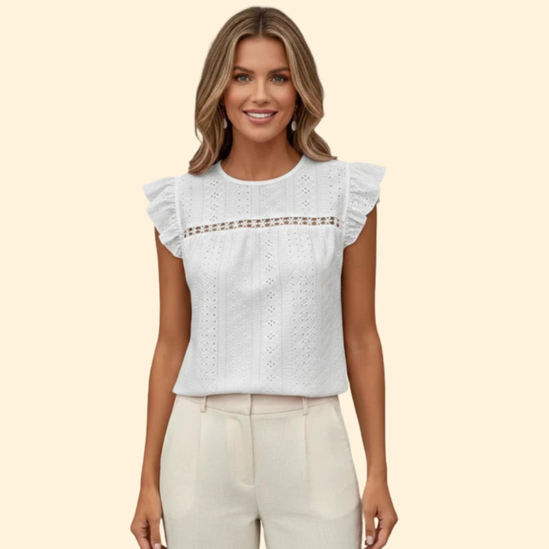 Women’s Short Sleeve Top with Eyelet Detail