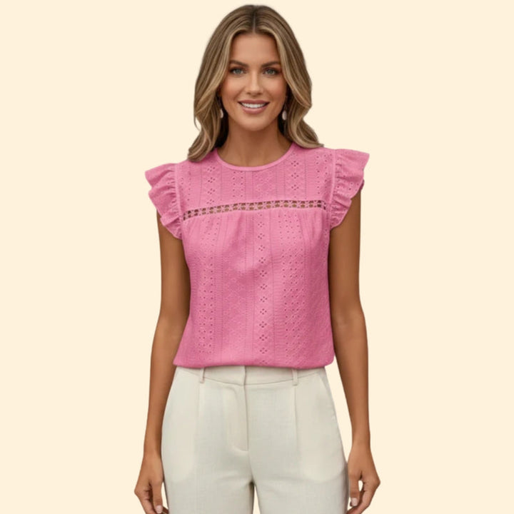 Women’s Short Sleeve Top with Eyelet Detail