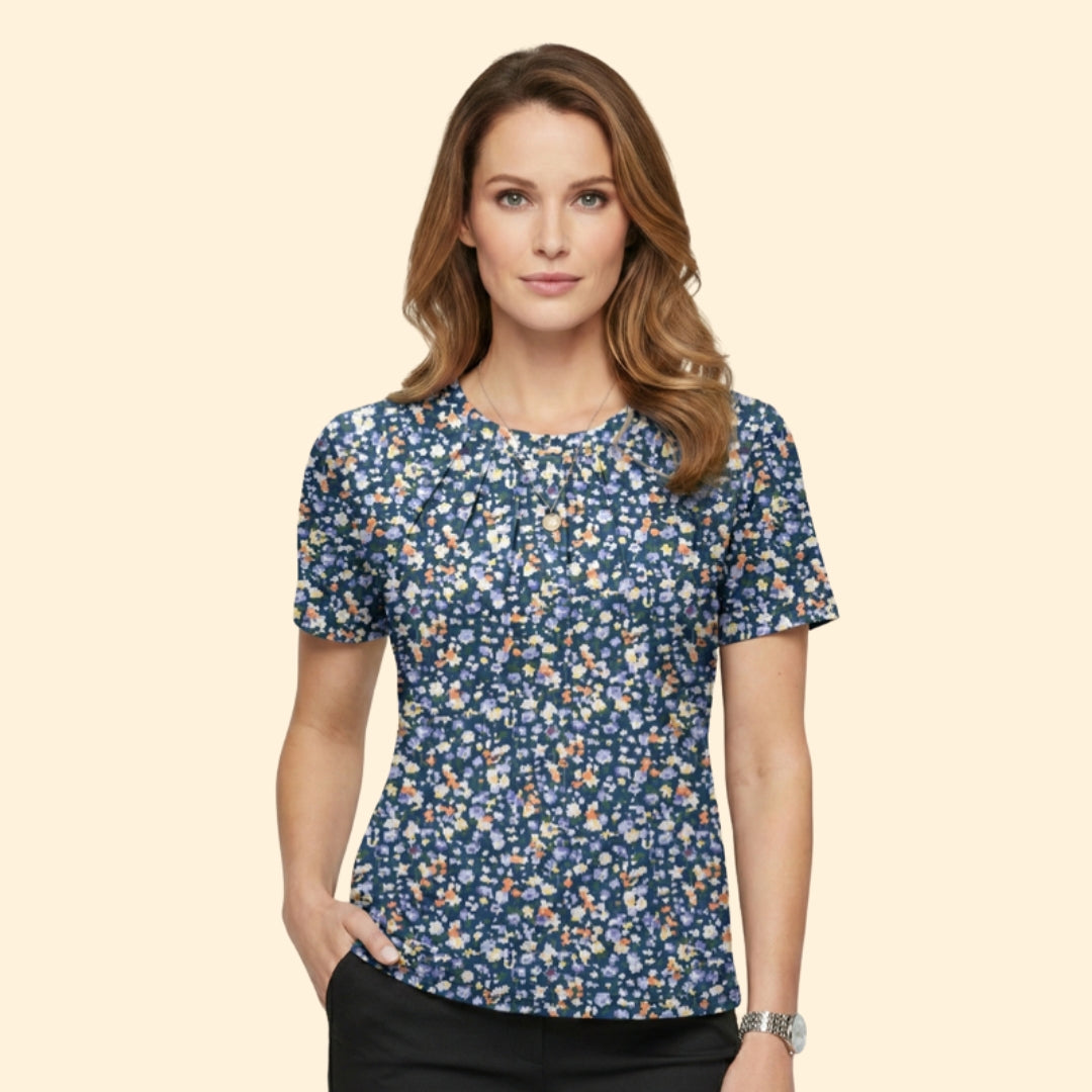 Women’s Short Sleeve Top with Pleated Detail