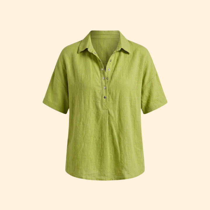 Women’s Short Sleeve Top with Pointed Collar