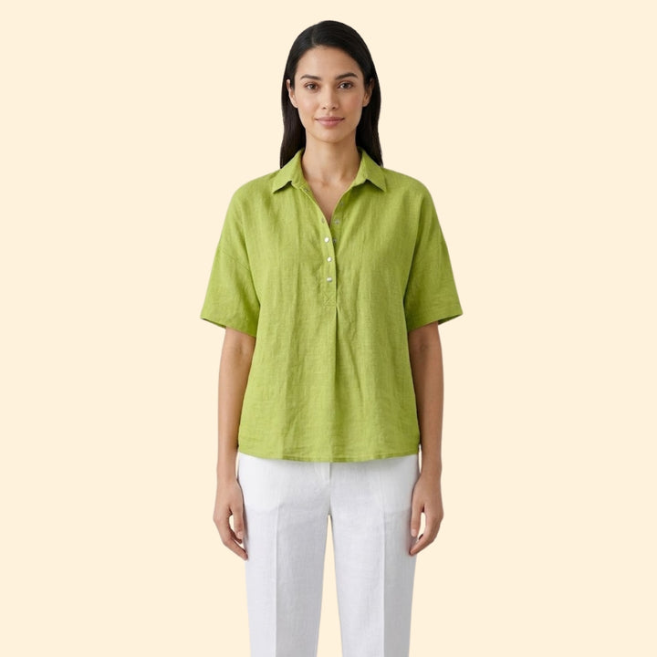 Women’s Short Sleeve Top with Pointed Collar