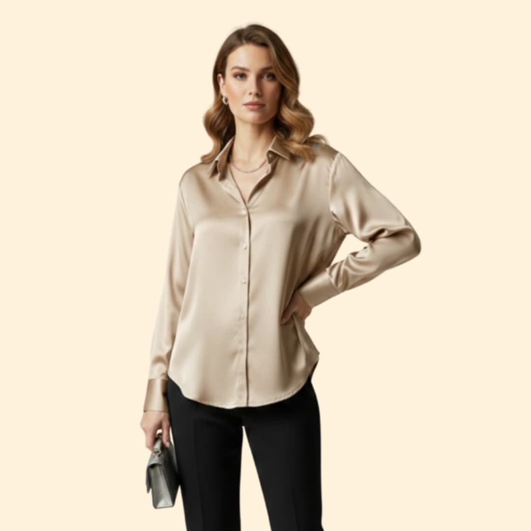Women’s Silk Shirt with Button Details