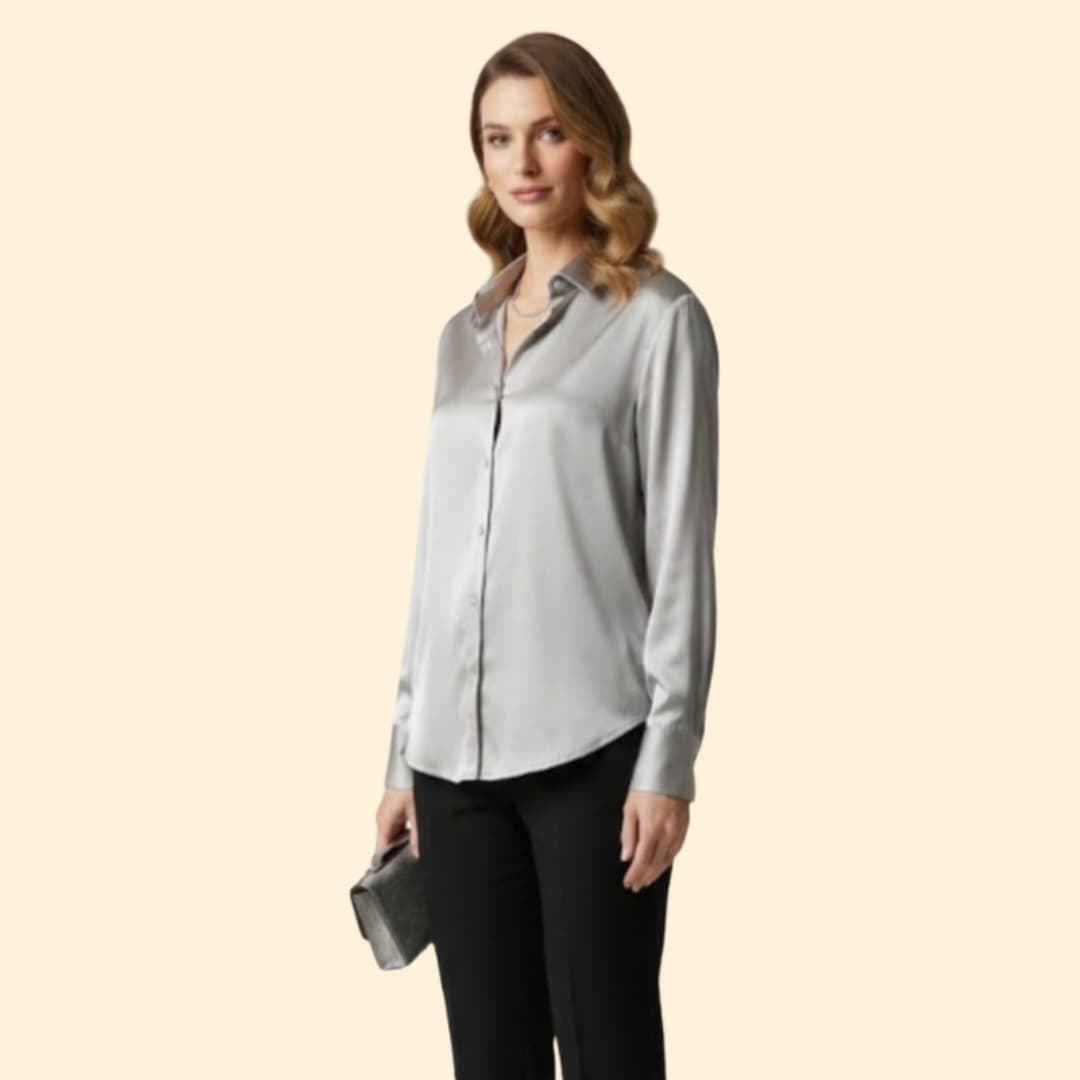 Women’s Silk Shirt with Button Details