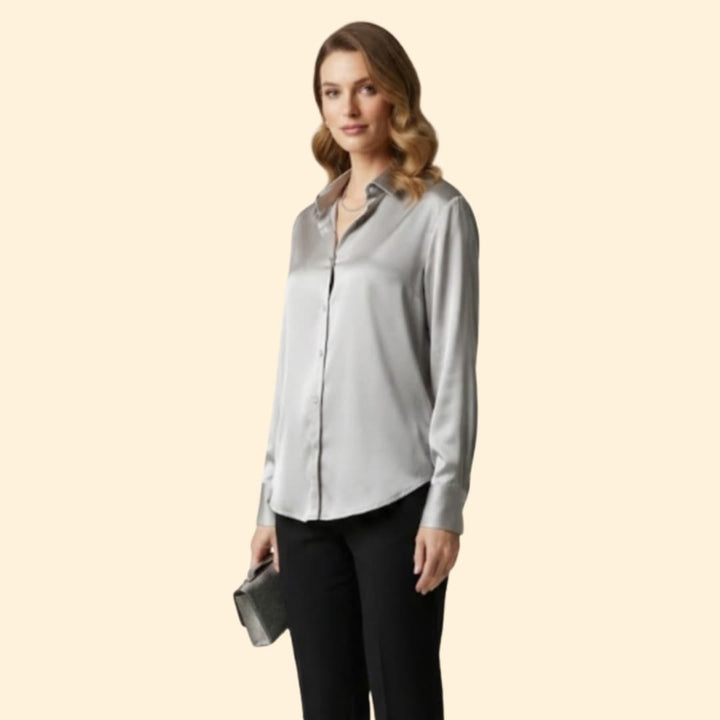 Women’s Silk Shirt with Button Details