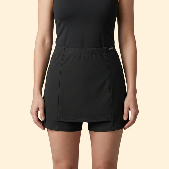Women's Skirt with Built-In Shorts and Elastic Waist