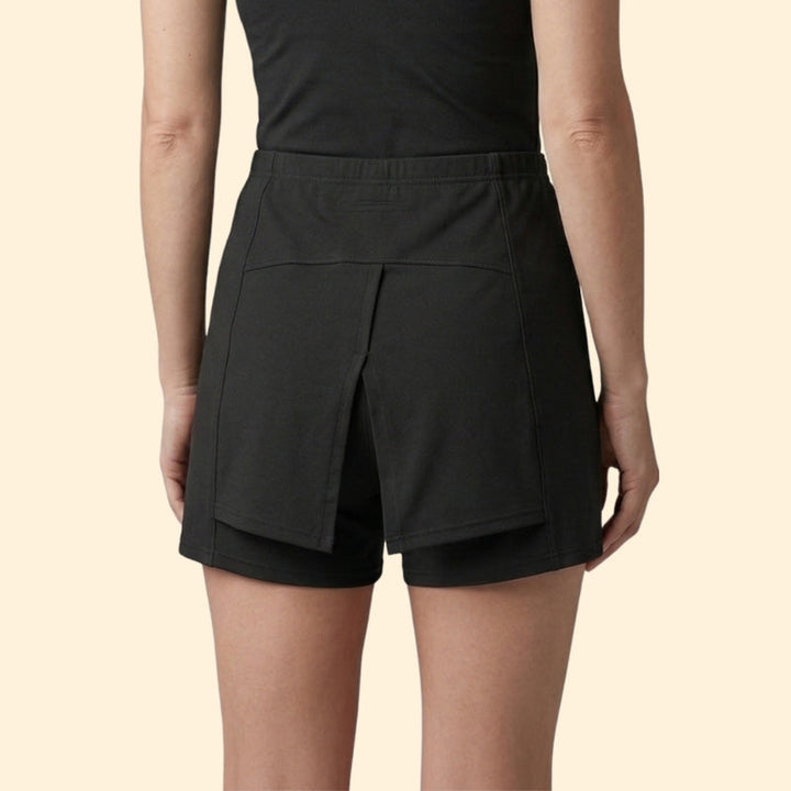 Women's Skirt with Built-In Shorts and Elastic Waist