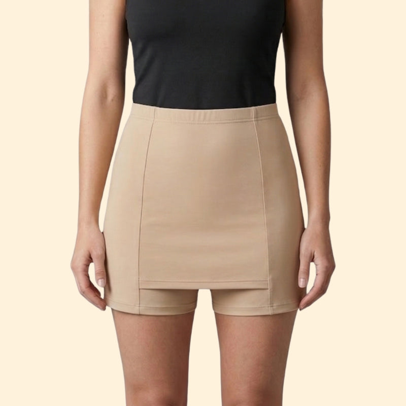 Women's Skirt with Built-In Shorts and Elastic Waist