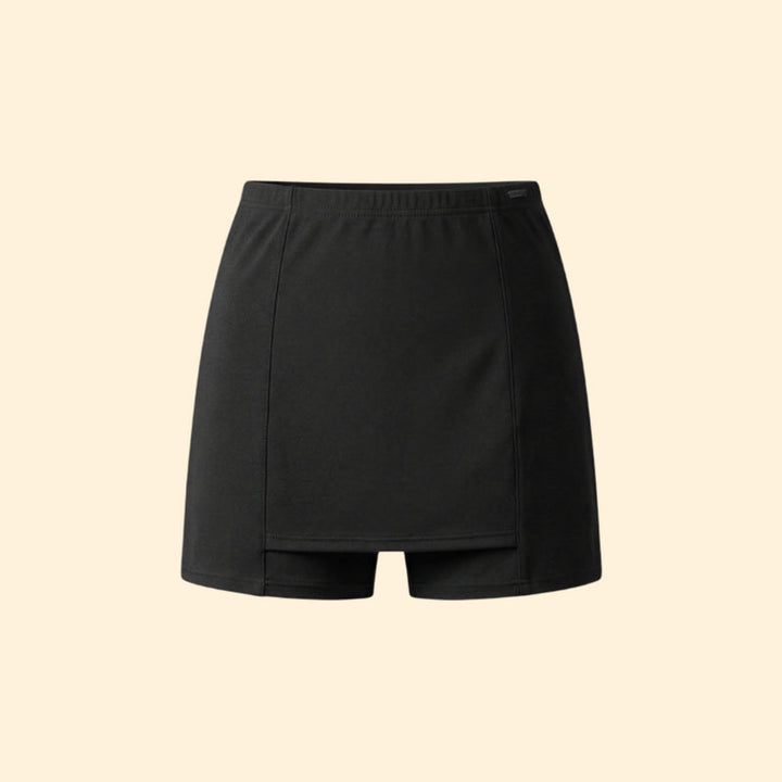 Women's Skirt with Built-In Shorts and Elastic Waist