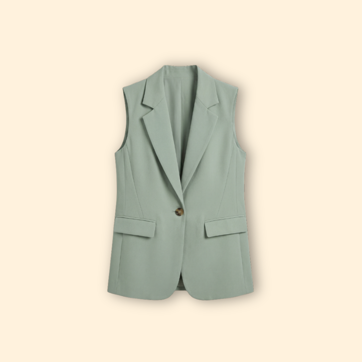 Women’s Sleeveless Blazer with Single Button