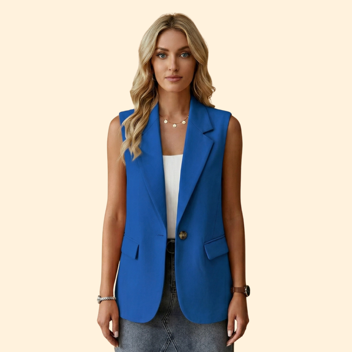 Women’s Sleeveless Blazer with Single Button