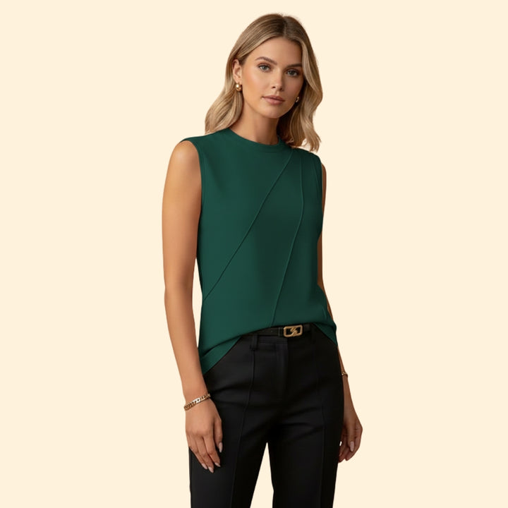 Women’s Sleeveless Blouse with Asymmetrical Design