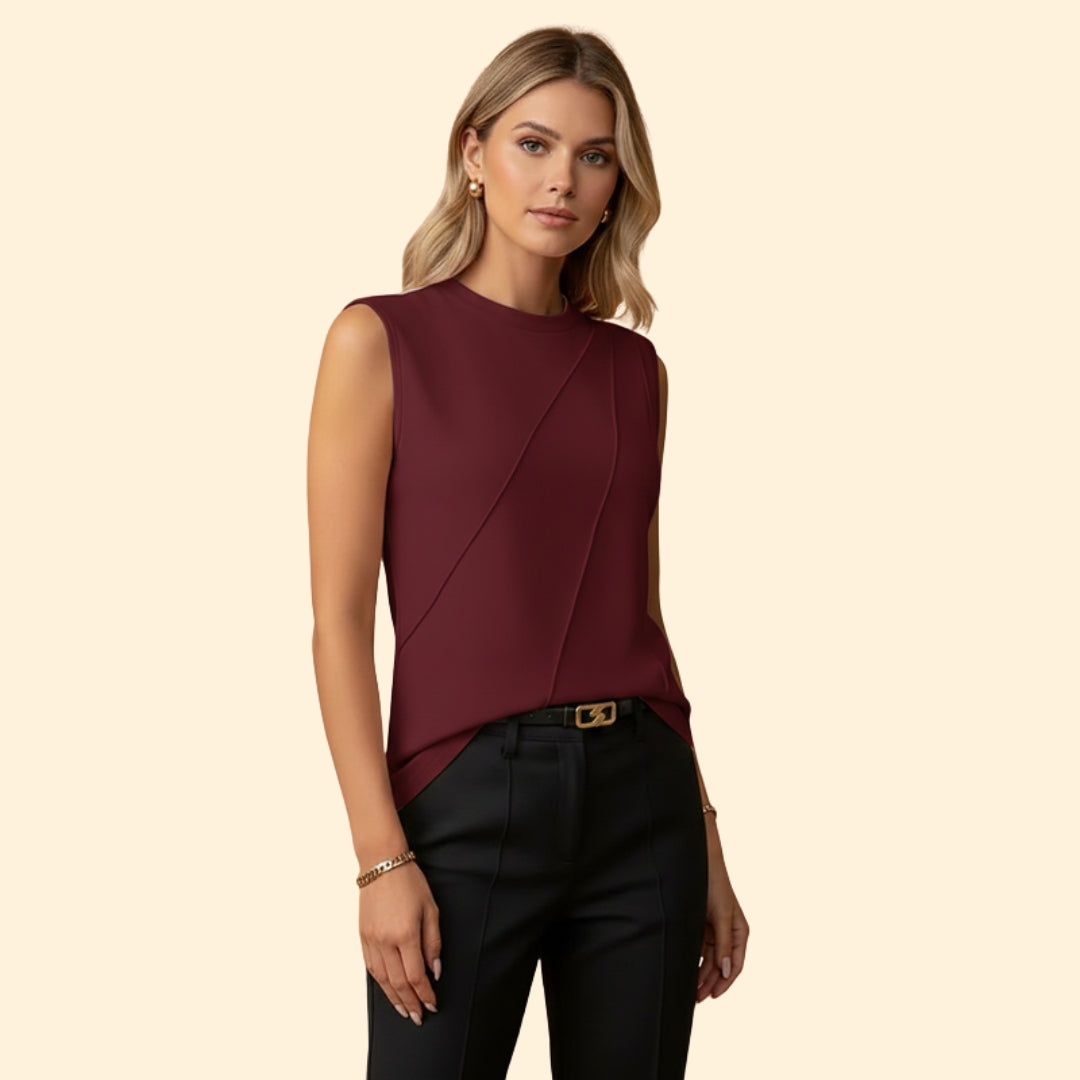 Women’s Sleeveless Blouse with Asymmetrical Design