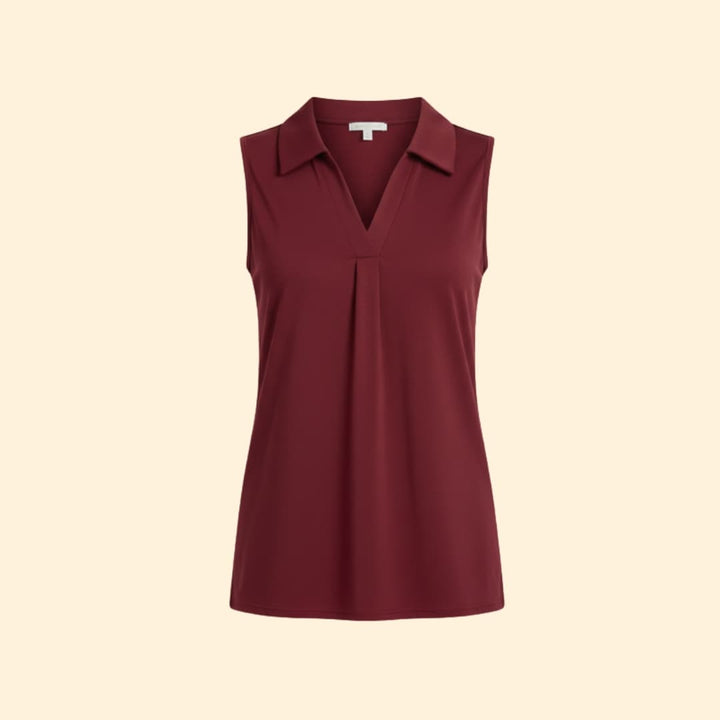 Women’s Sleeveless Blouse with Collared Neck