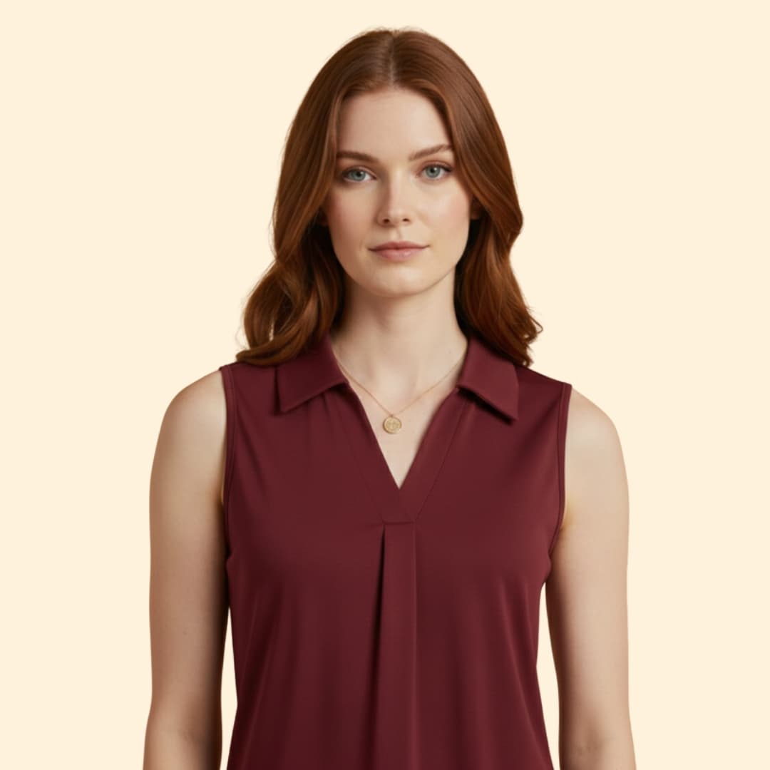 Women’s Sleeveless Blouse with Collared Neck