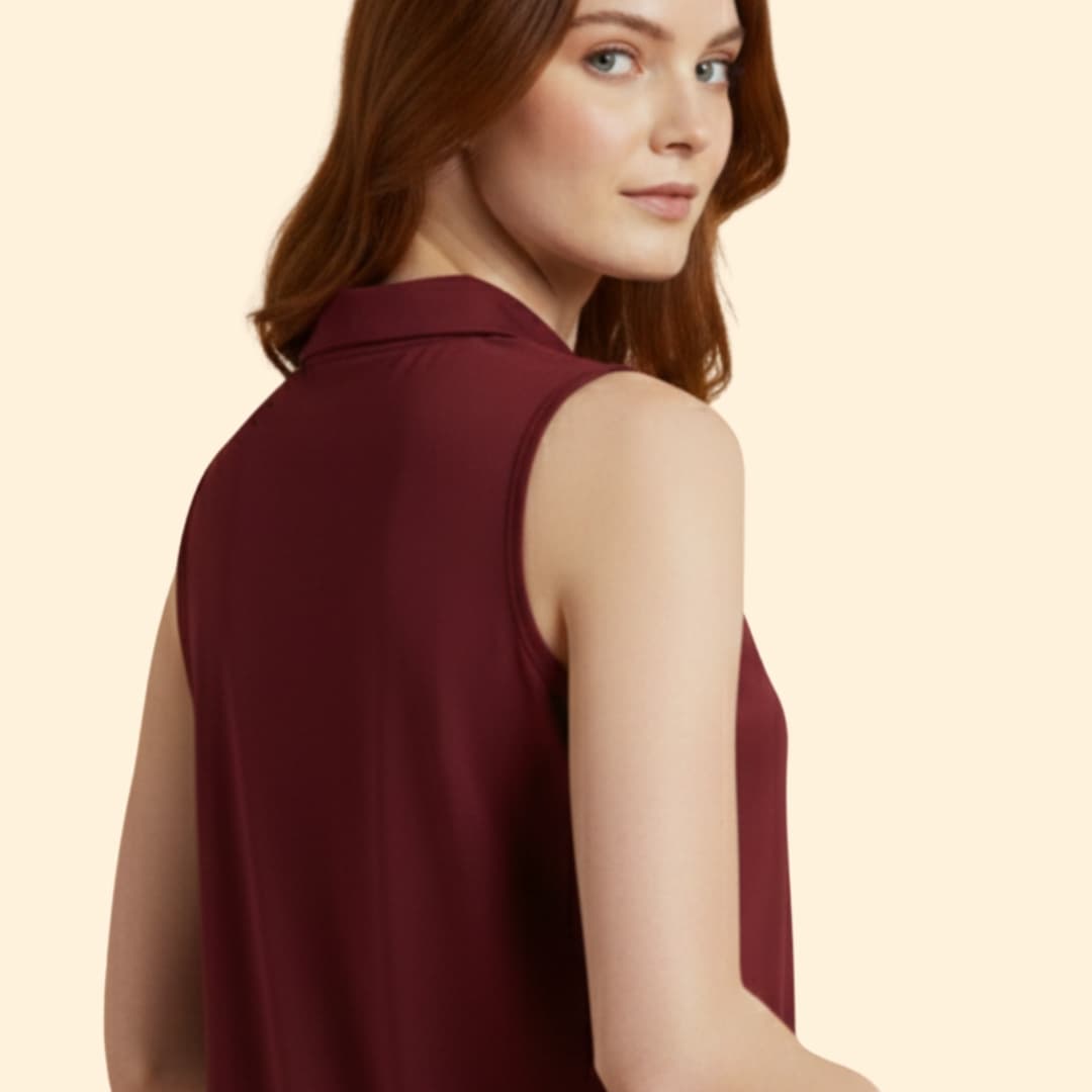 Women’s Sleeveless Blouse with Collared Neck